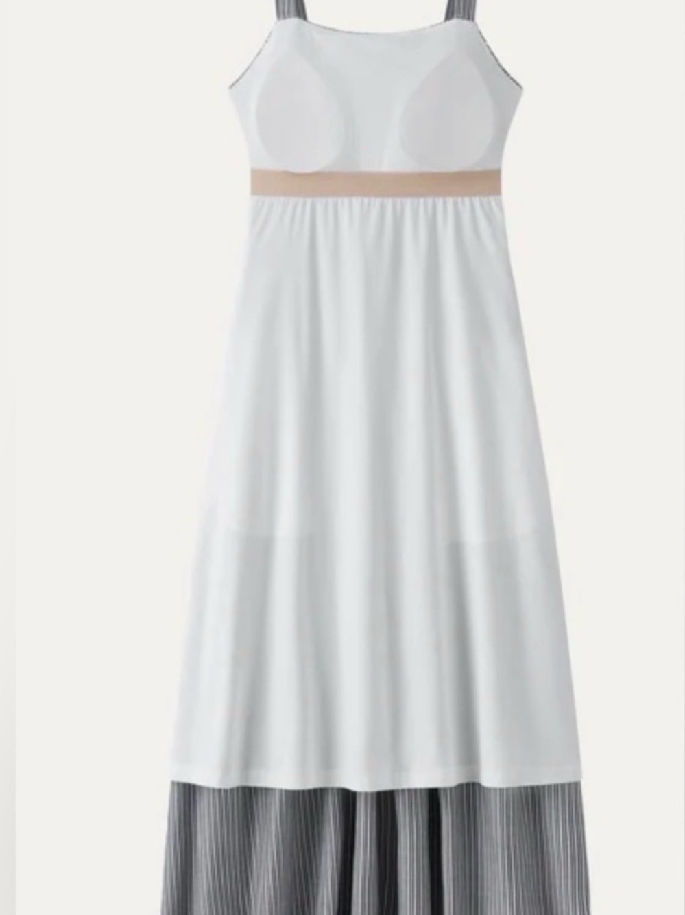OGL Gray Smocked Square-Neck Striped Midi Dress - Picture 4 of 8